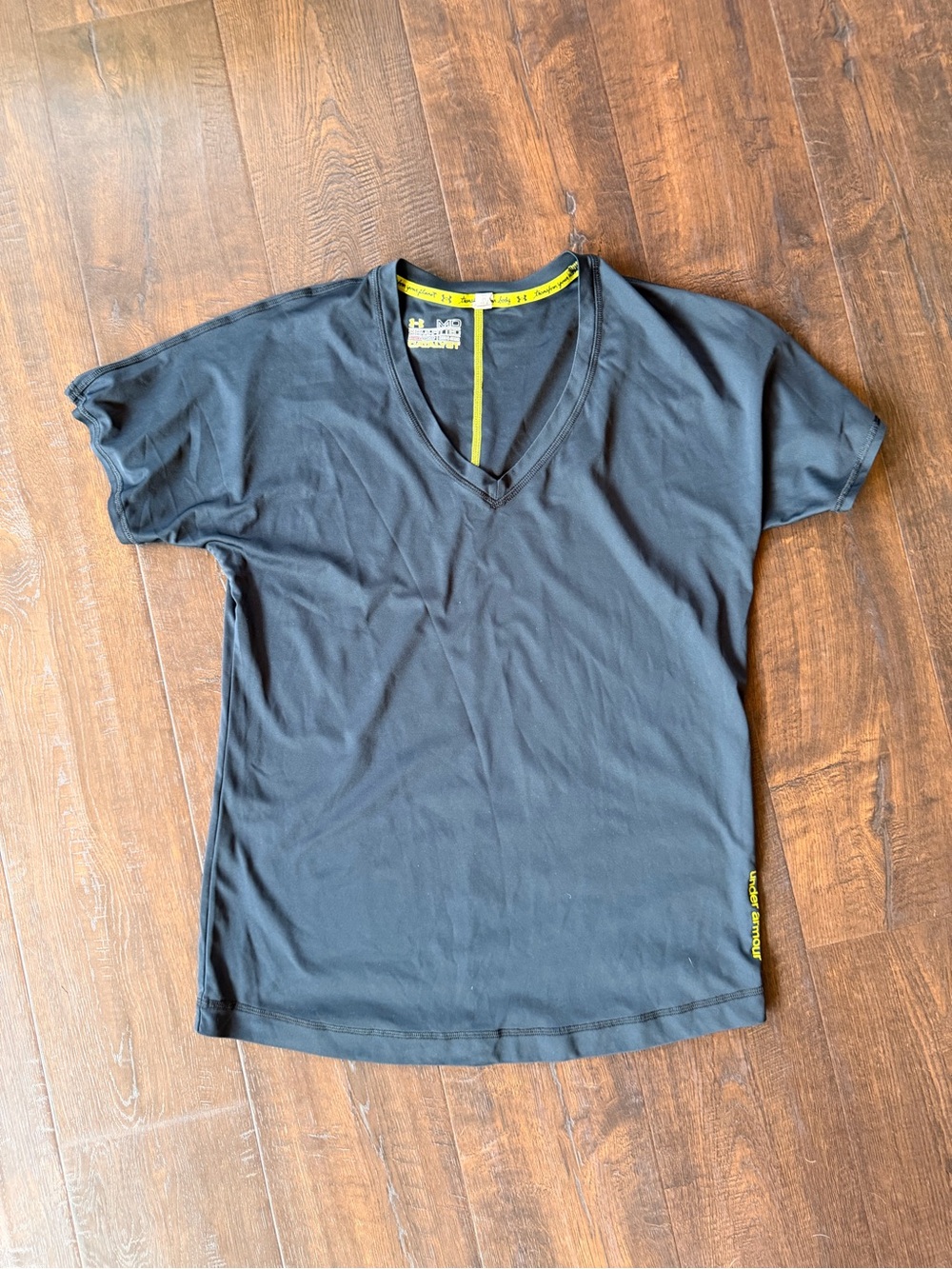 Under Armour Black V-Neck Tee with Lime Accents